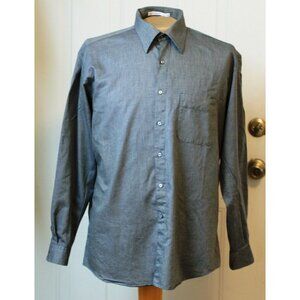 Perry Ellis Portfolio Men's Dress Shirt 16 1/2-34/35 Textured Gray 100% Cotton